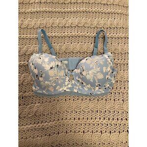 Floral Lace Underwire Bra With Adjustable Straps‎ & Hook Closure - Size 42C